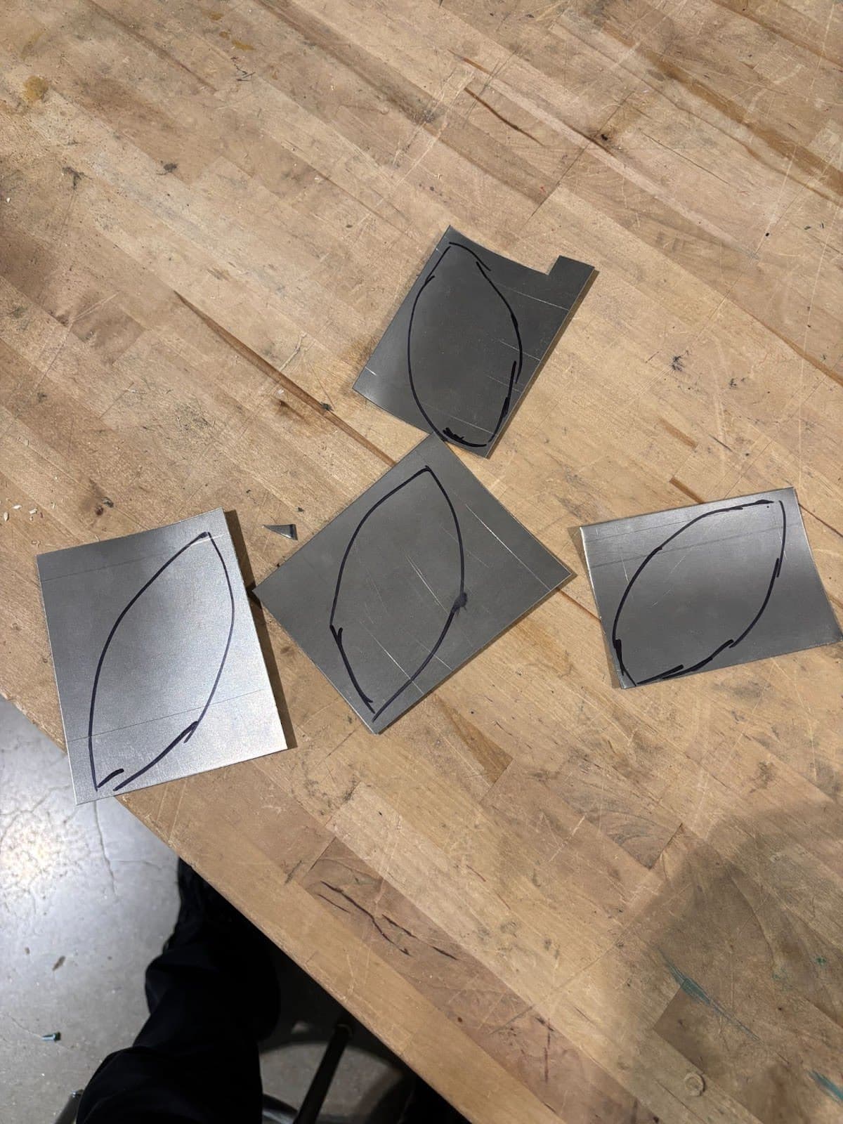 Scrap sheet metal pieces from the fabrication shop