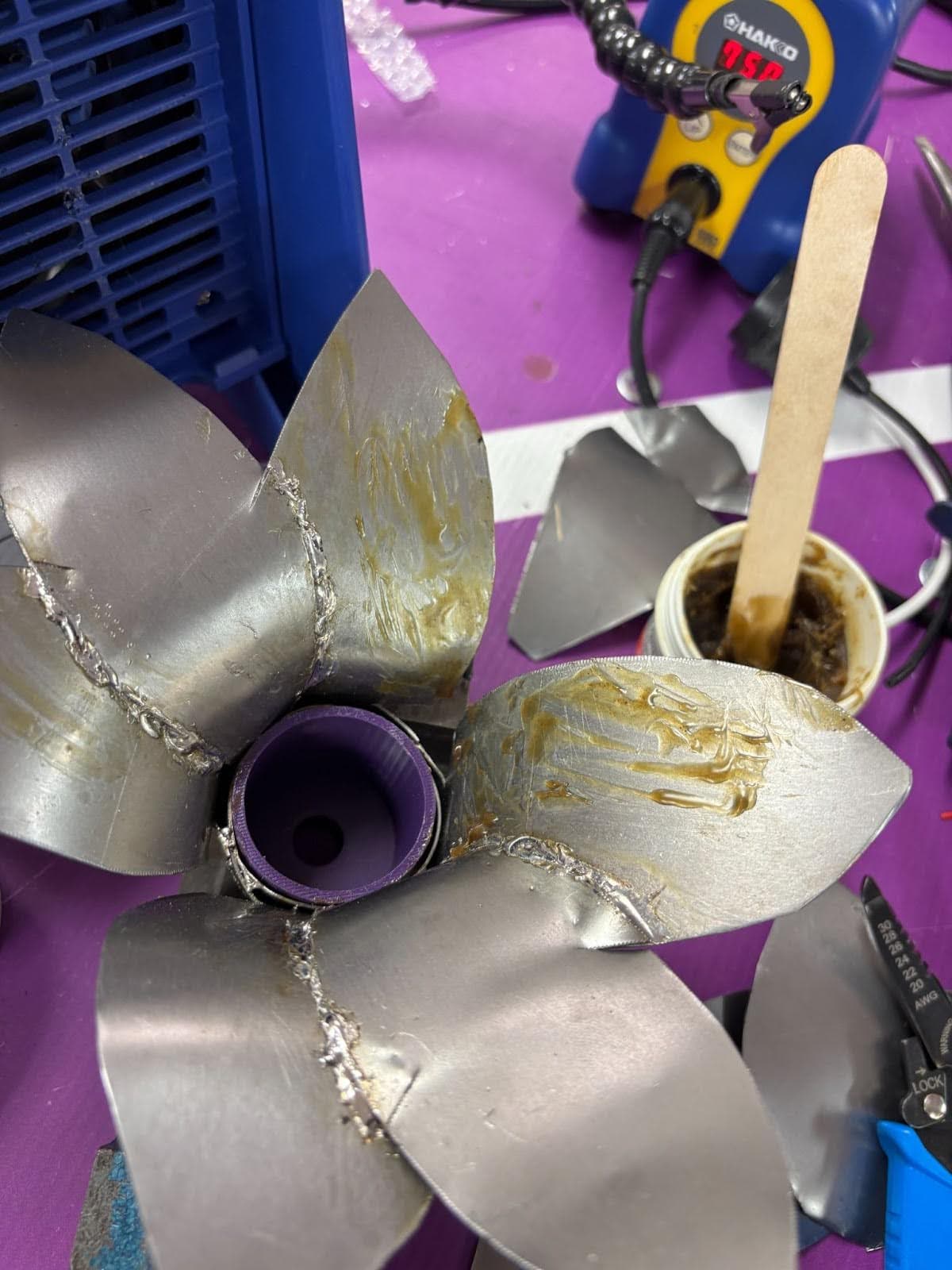 Completed petal cone with all leaves soldered to collet